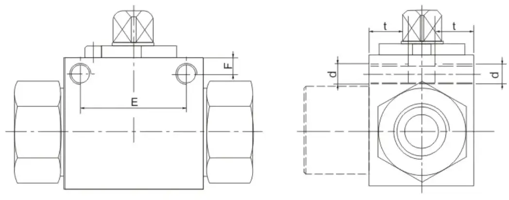KHB / KHB3K side double-threaded mounting-hole dimensions
